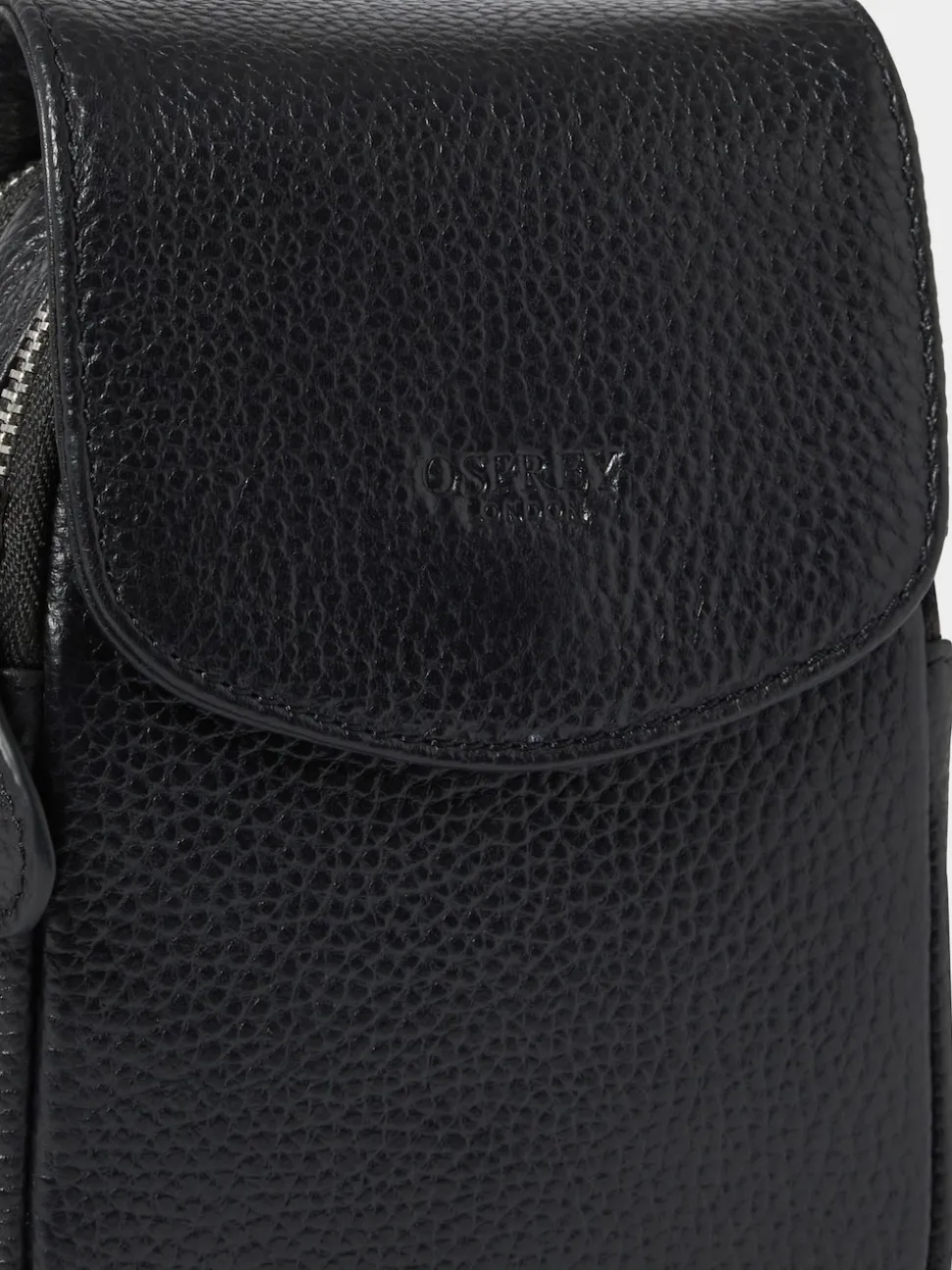 Osprey London Black The Sprinter Leather Phone Bag