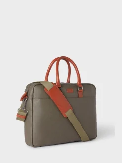 Osprey London Green Waxed Canvas & Glazed Calf Leather Grantham Laptop Bag