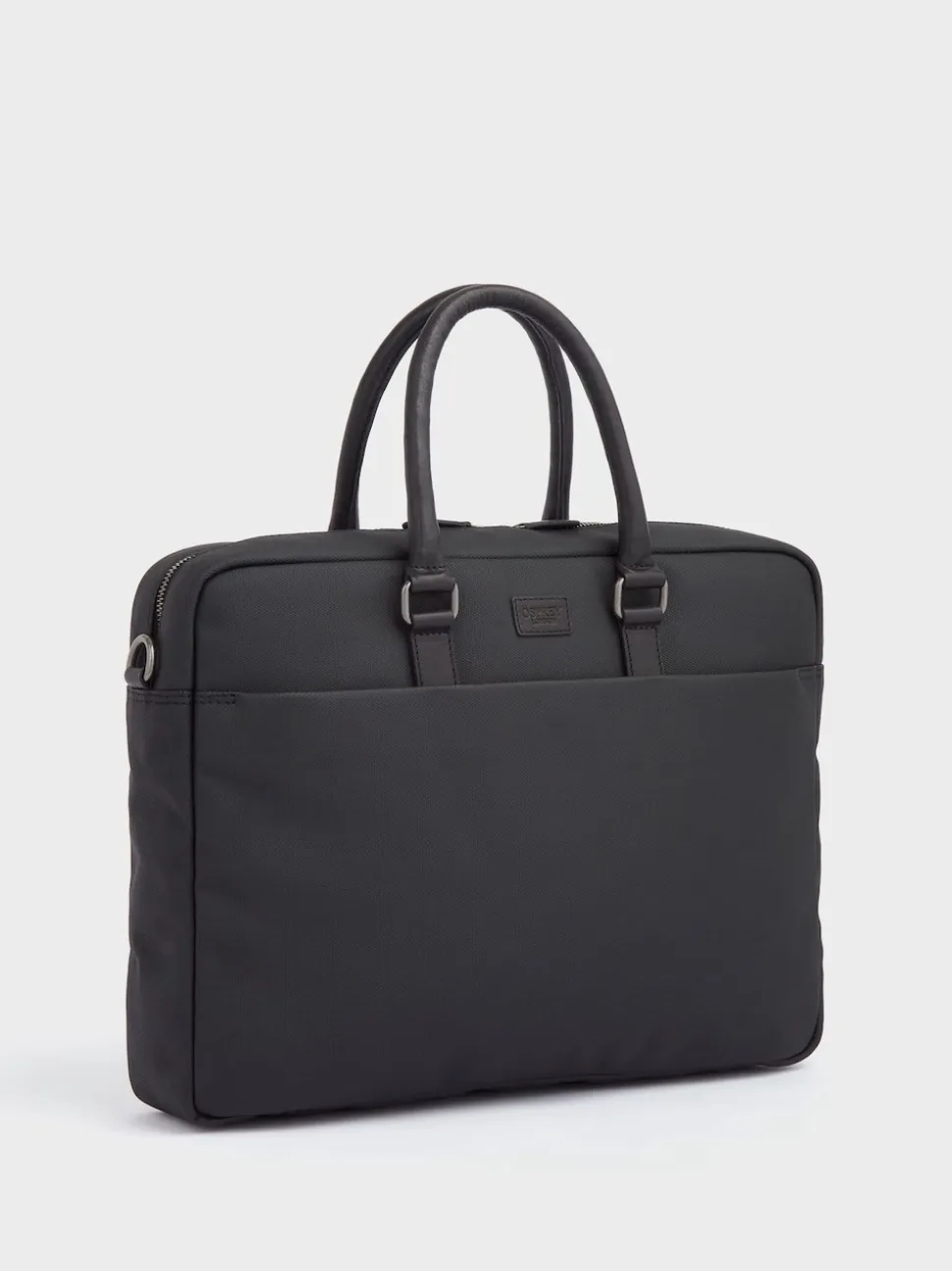 Osprey London Grey & Black Waxed Canvas & Glazed Calf Leather Grantham Laptop Bag