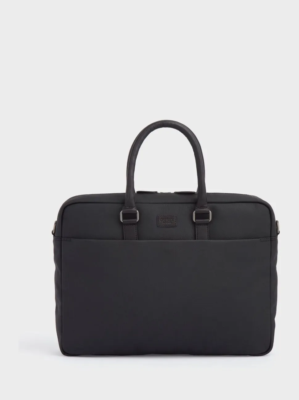 Osprey London Grey & Black Waxed Canvas & Glazed Calf Leather Grantham Laptop Bag