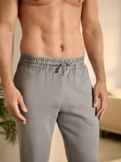 Pale Grey Cuffed Brushback Heavyweight Open Joggers