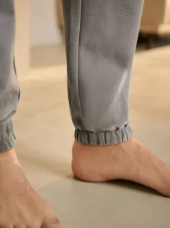 Pale Grey Cuffed Brushback Heavyweight Open Joggers