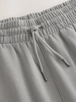 Pale Grey Cuffed Brushback Heavyweight Open Joggers