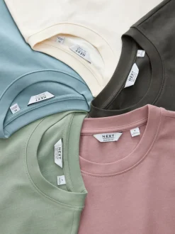 Pastels Green/Blue/Ecru/Slate/Pink Relaxed Fit Heavyweight T-Shirts 5 Pack