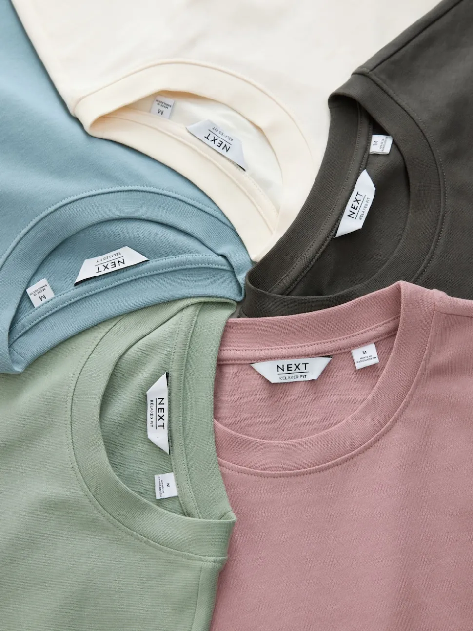 Pastels Green/Blue/Ecru/Slate/Pink Relaxed Fit Heavyweight T-Shirts 5 Pack