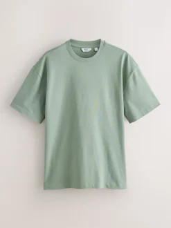 Pastels Green/Blue/Ecru/Slate/Pink Relaxed Fit Heavyweight T-Shirts 5 Pack