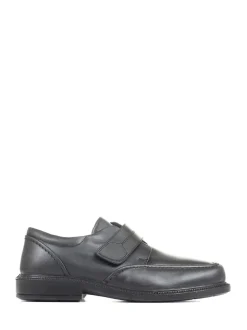Pavers Adjustable Wide Fit Black Leather Shoes