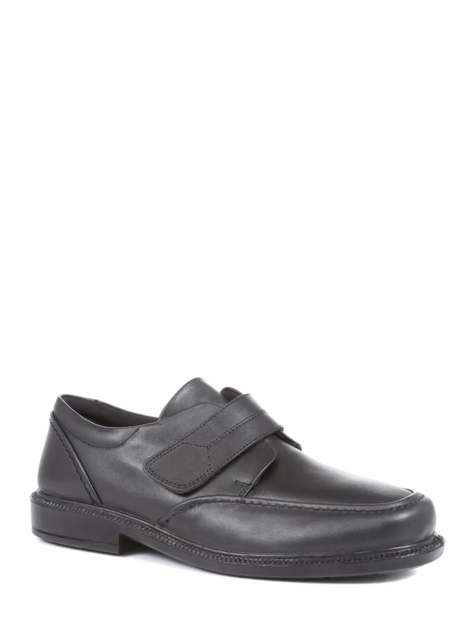 Pavers Adjustable Wide Fit Black Leather Shoes