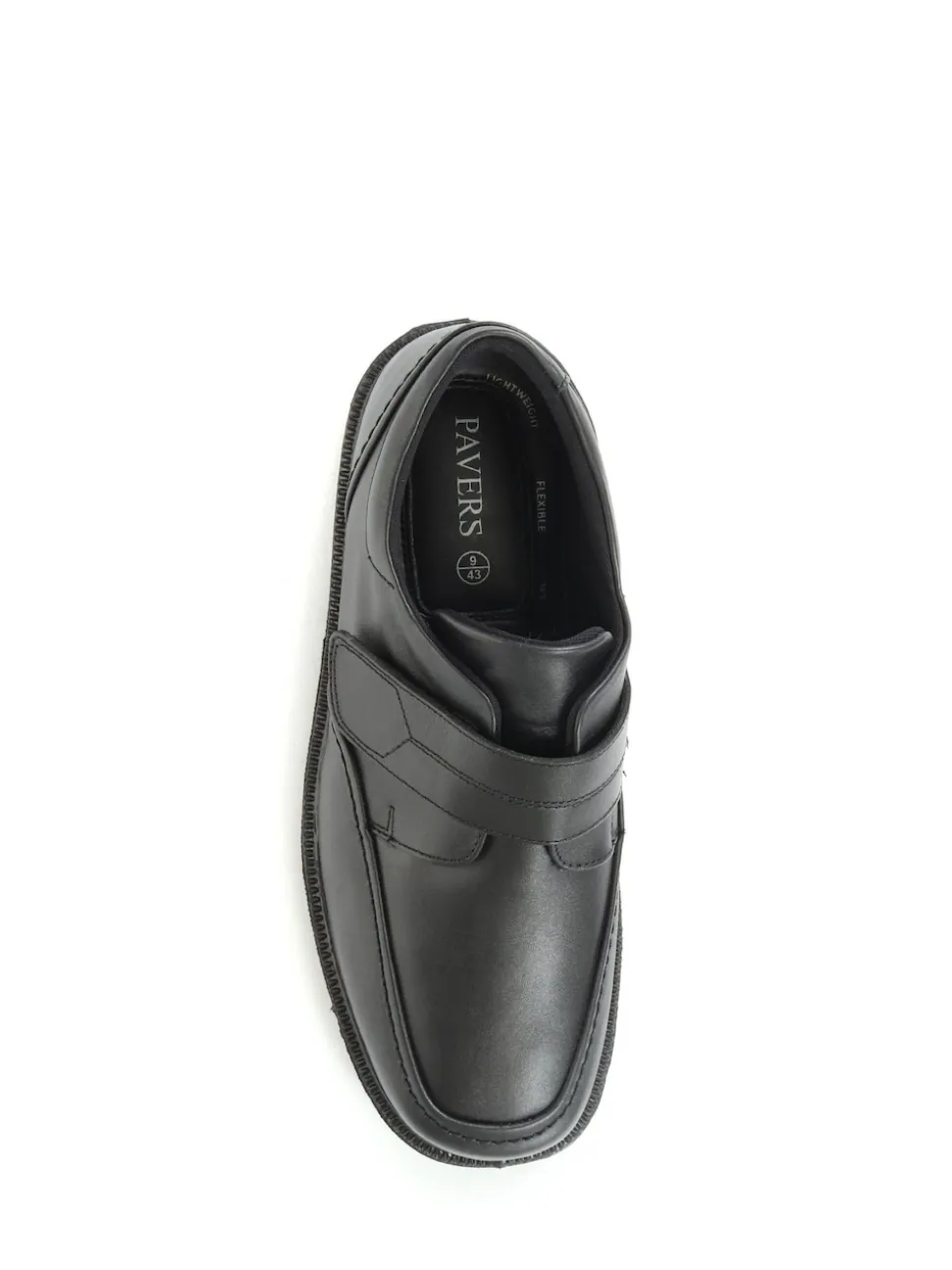 Pavers Adjustable Wide Fit Black Leather Shoes