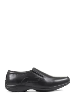 Pavers Black Leather Gents Slip-On Casual Shoes