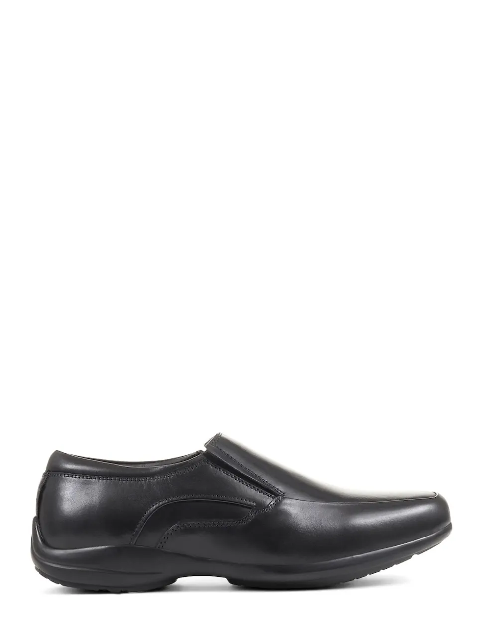 Pavers Black Leather Gents Slip-On Casual Shoes