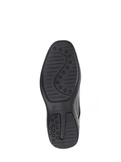 Pavers Black Leather Gents Slip-On Casual Shoes