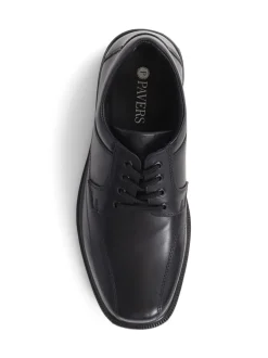 Pavers Black Leather Lace-Up Smart Black Shoes