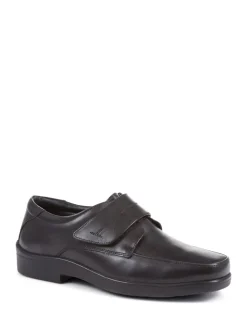 Pavers Black Leather Monk/Touch Fastening Gents Smart Shoes