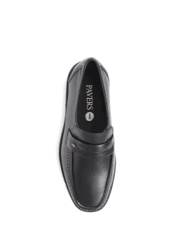 Pavers Black Pavers Gents Black Moccasin Smart Shoes