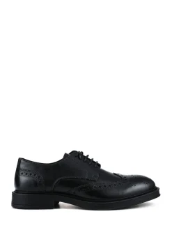 Pavers Black Wide Fit Leather Brogue Derby Shoes
