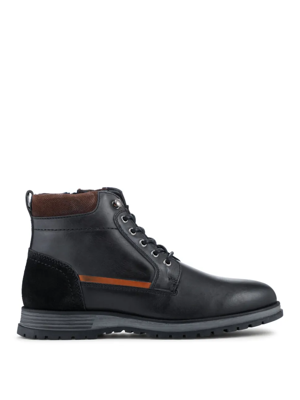 Pavers Black Wide Fit Leather Boots With Grip Sole