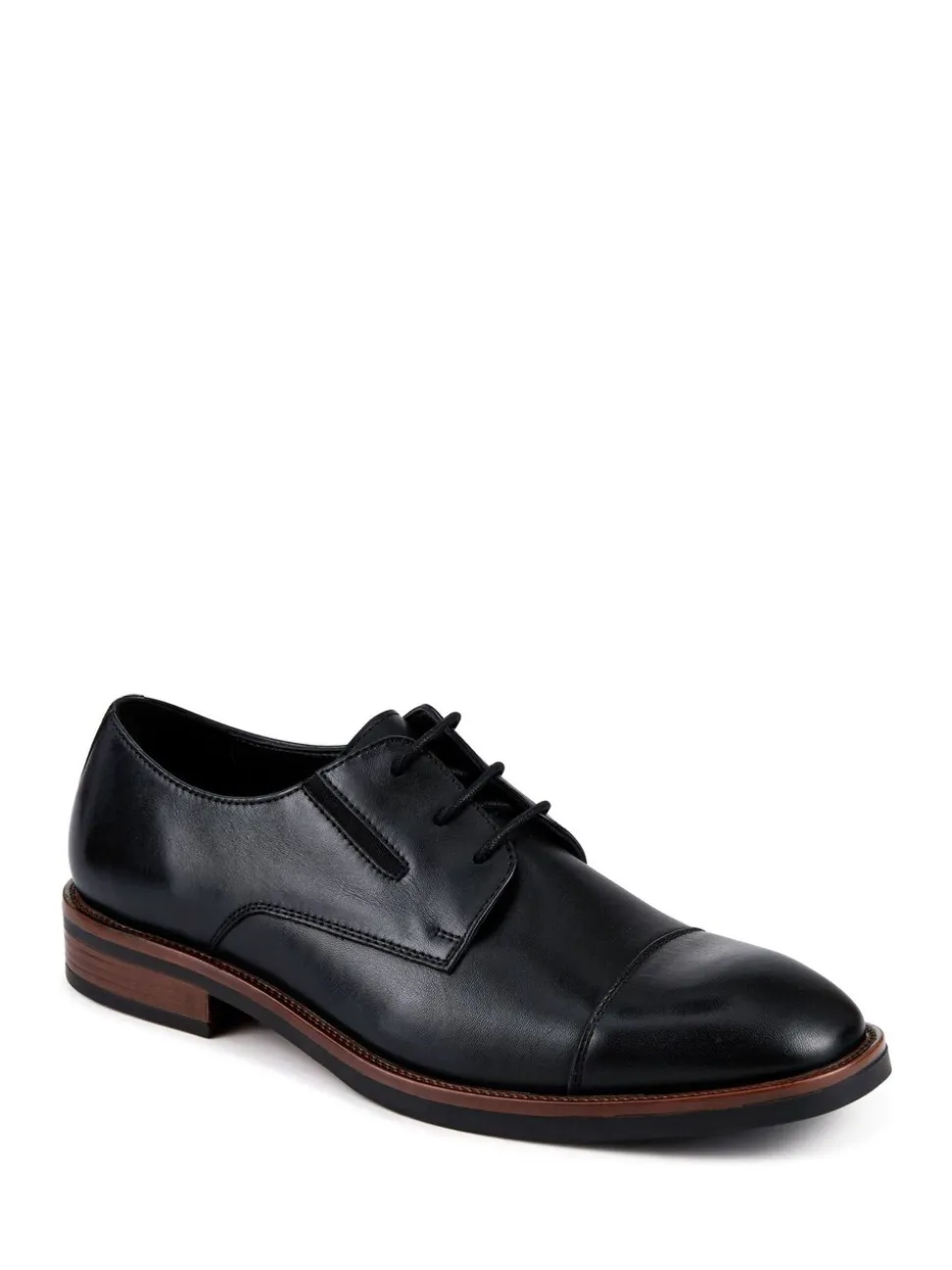 Pavers Black Wide Fit Smart Leather Toe-Cap Shoes