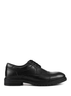 Pavers Black Wide Fit Smart Leather Derby Shoes