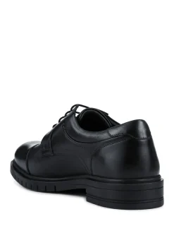 Pavers Black Wide Fit Smart Leather Derby Shoes