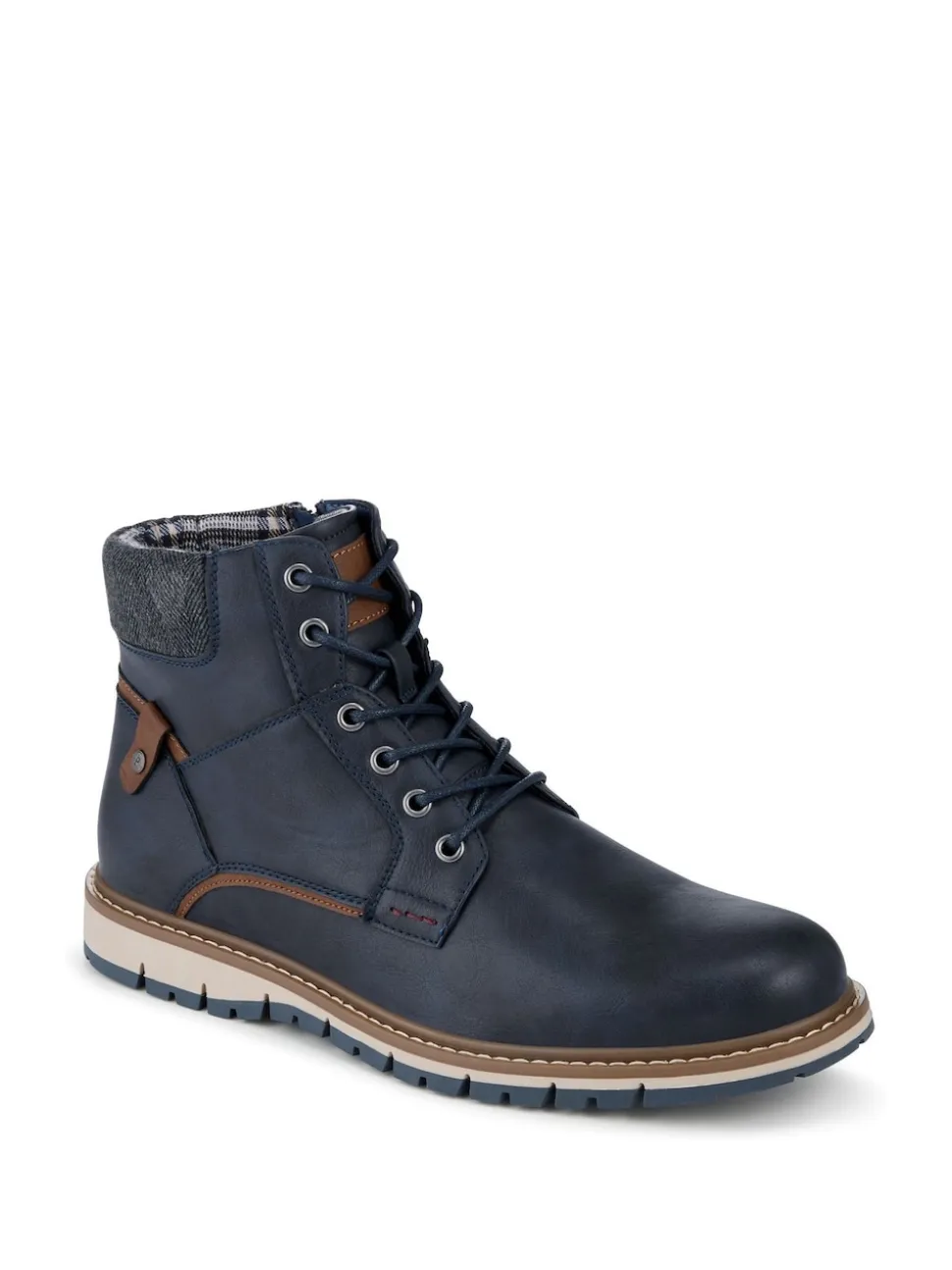 Pavers Blue Lace Up With Fabric Cuff Boots