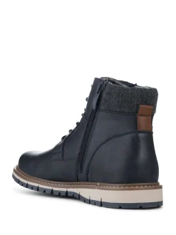 Pavers Blue Lace Up With Fabric Cuff Boots