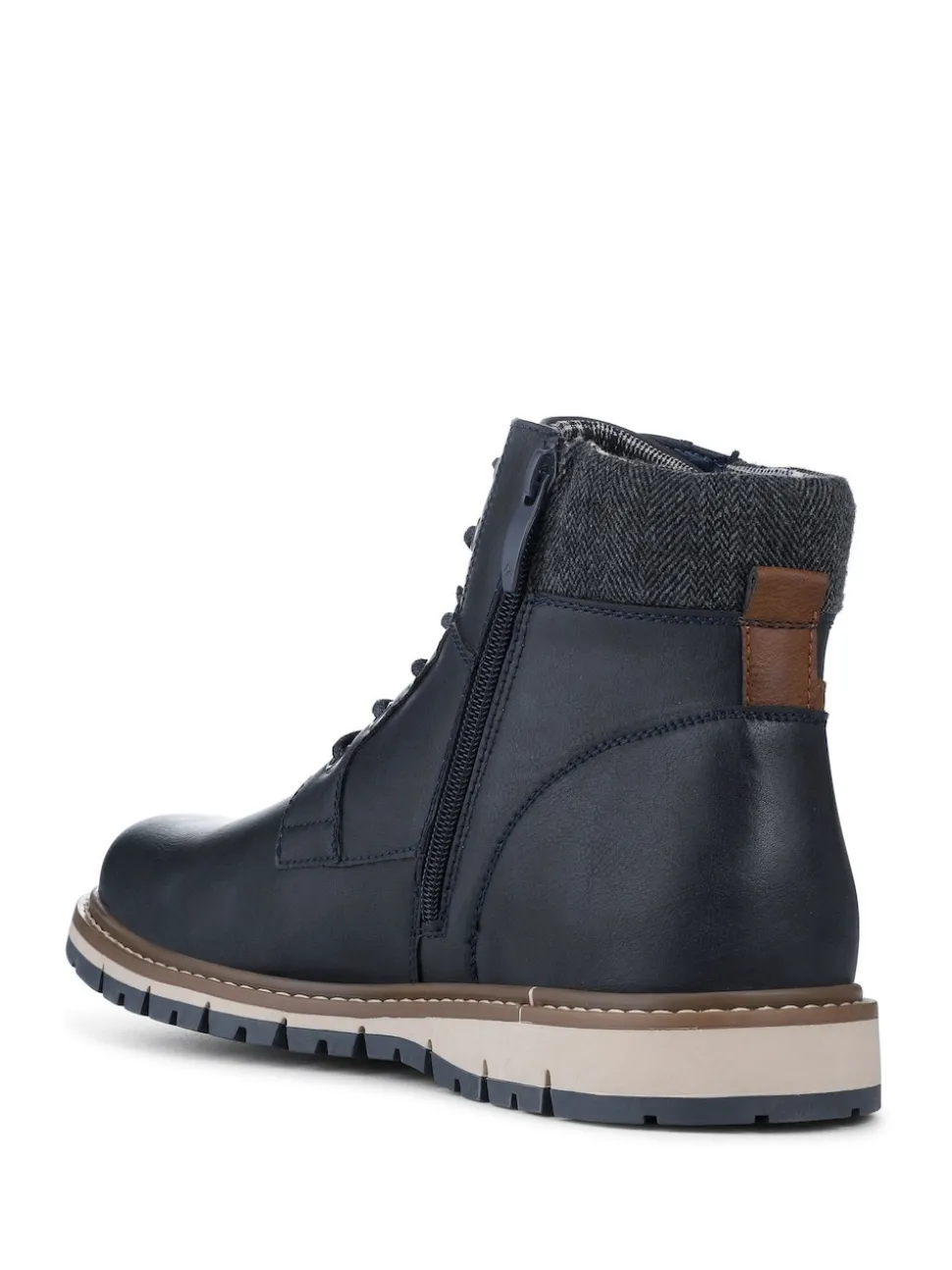 Pavers Blue Lace Up With Fabric Cuff Boots