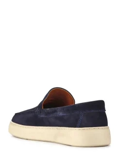 Pavers Blue Leather Slip-Ons Shoes