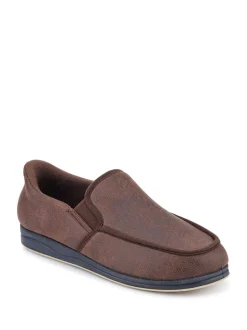 Pavers Brown Extra Wide Memory Foam Slippers
