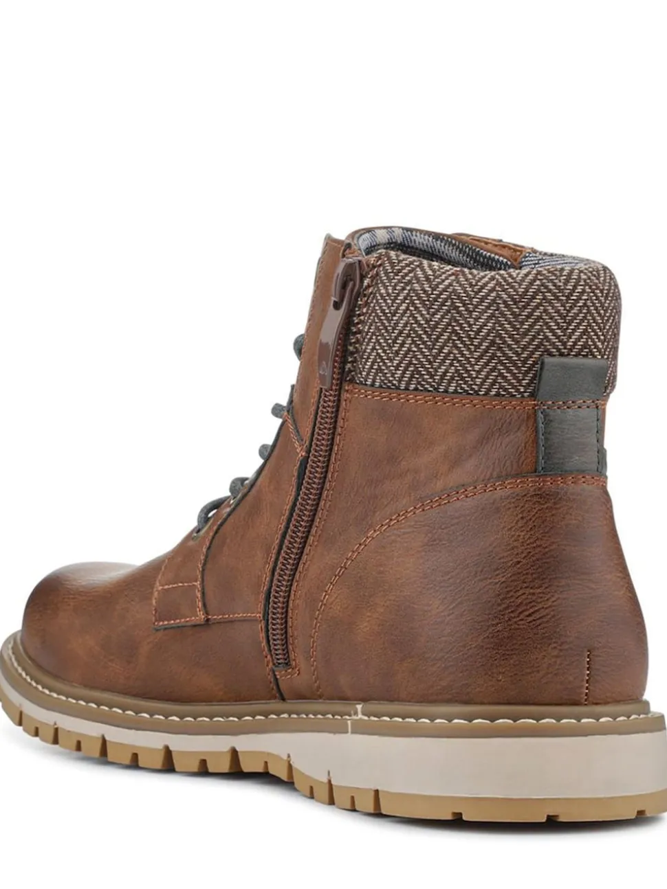Pavers Brown Lace Up With Fabric Cuff Boots