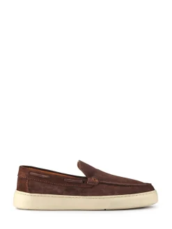 Pavers Brown Leather Slip-Ons Shoes