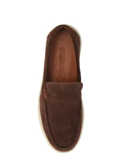 Pavers Brown Leather Slip-Ons Shoes