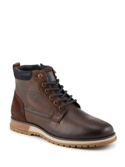 Pavers Brown Wide Fit Leather Boots With Grip Sole