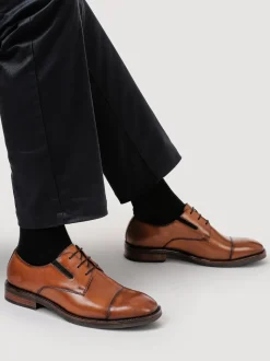 Pavers Brown Wide Fit Smart Leather Toe-Cap Shoes