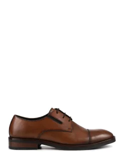 Pavers Brown Wide Fit Smart Leather Toe-Cap Shoes