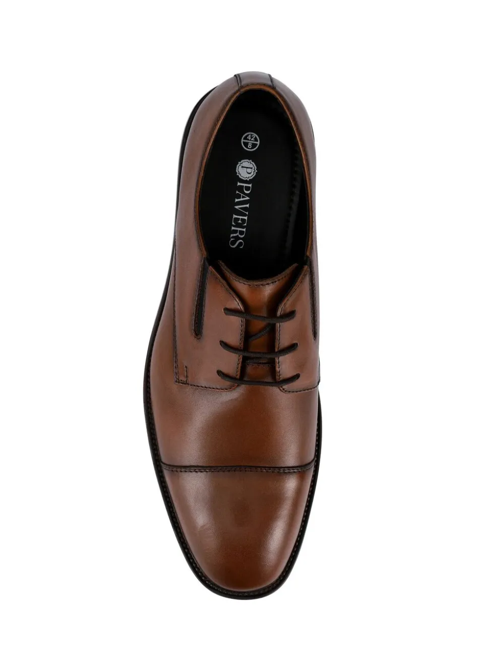 Pavers Brown Wide Fit Smart Leather Toe-Cap Shoes