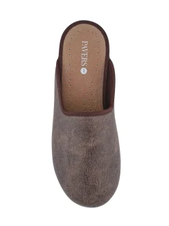 Pavers Brown Wide Fit Supportive Mule Slippers