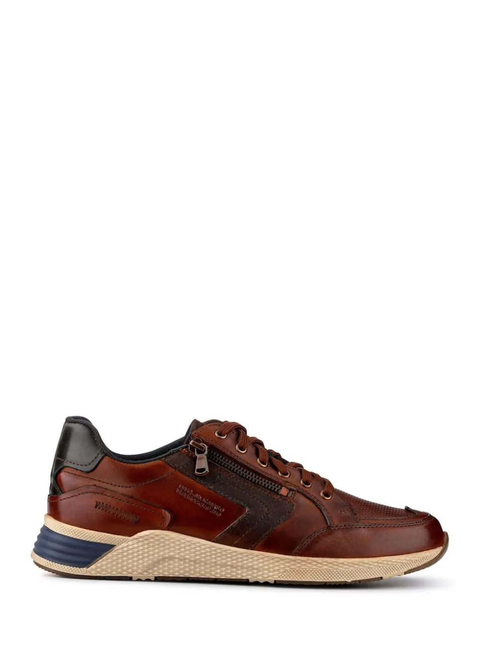 Pavers Brown Wide Fit Wide Fit Leather Lace-Up Trainers