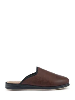 Pavers Dark Brown Wide Fit Supportive Mule Slippers