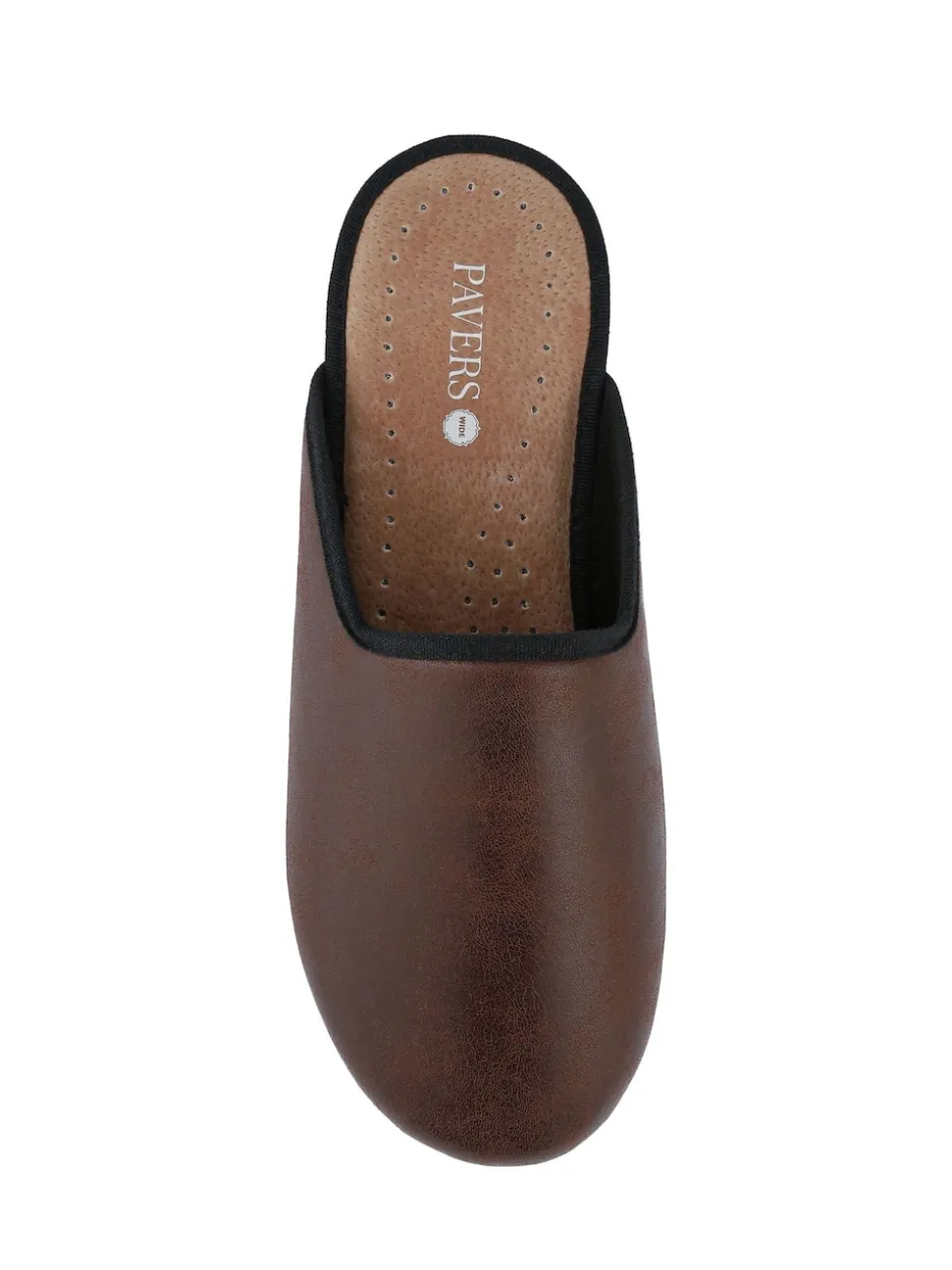 Pavers Dark Brown Wide Fit Supportive Mule Slippers