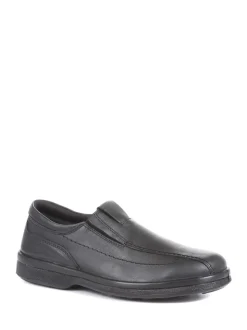 Pavers Natural Pavers Wide Fit Leather Slip On Black Shoes