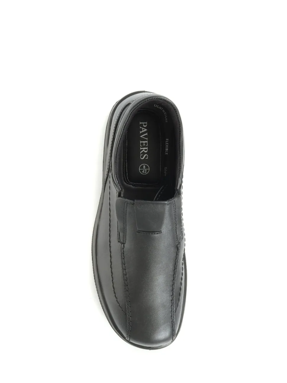 Pavers Natural Pavers Wide Fit Leather Slip On Black Shoes