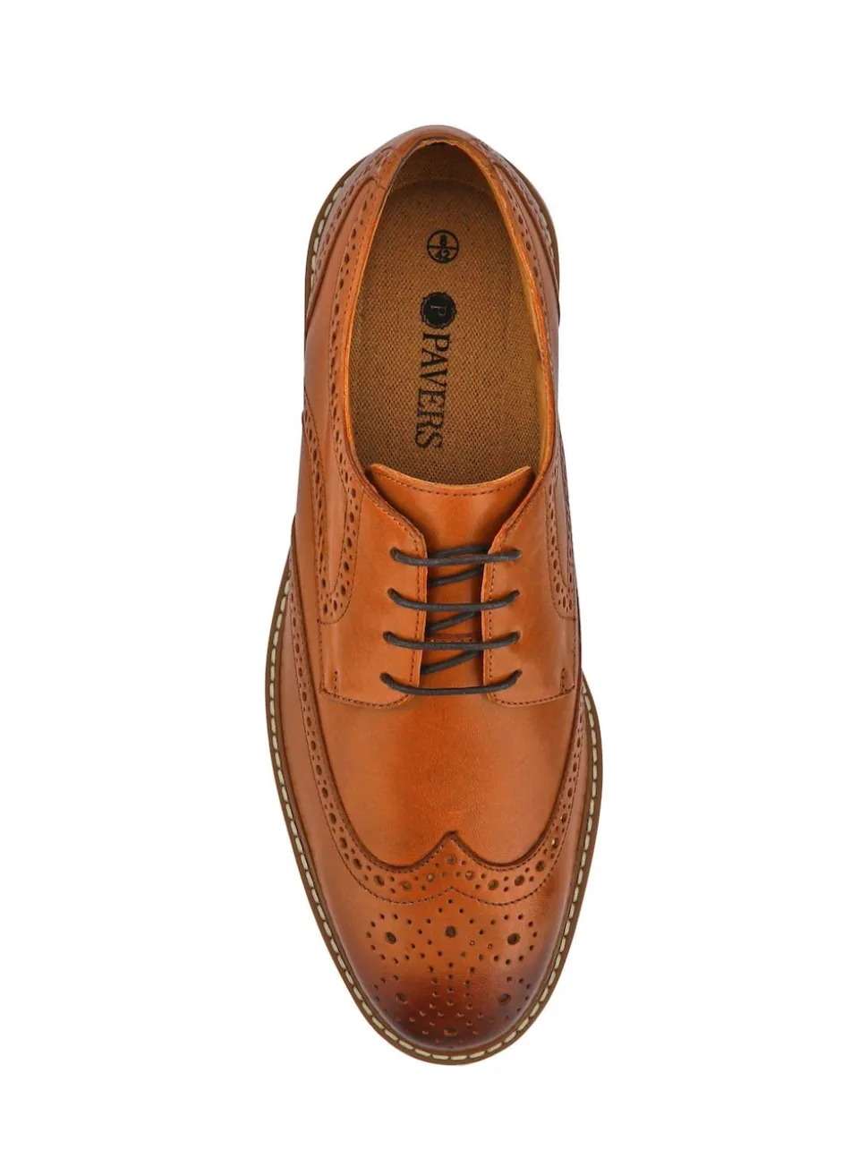 Pavers Tan Gents Lace-Up Smart Leather Shoes