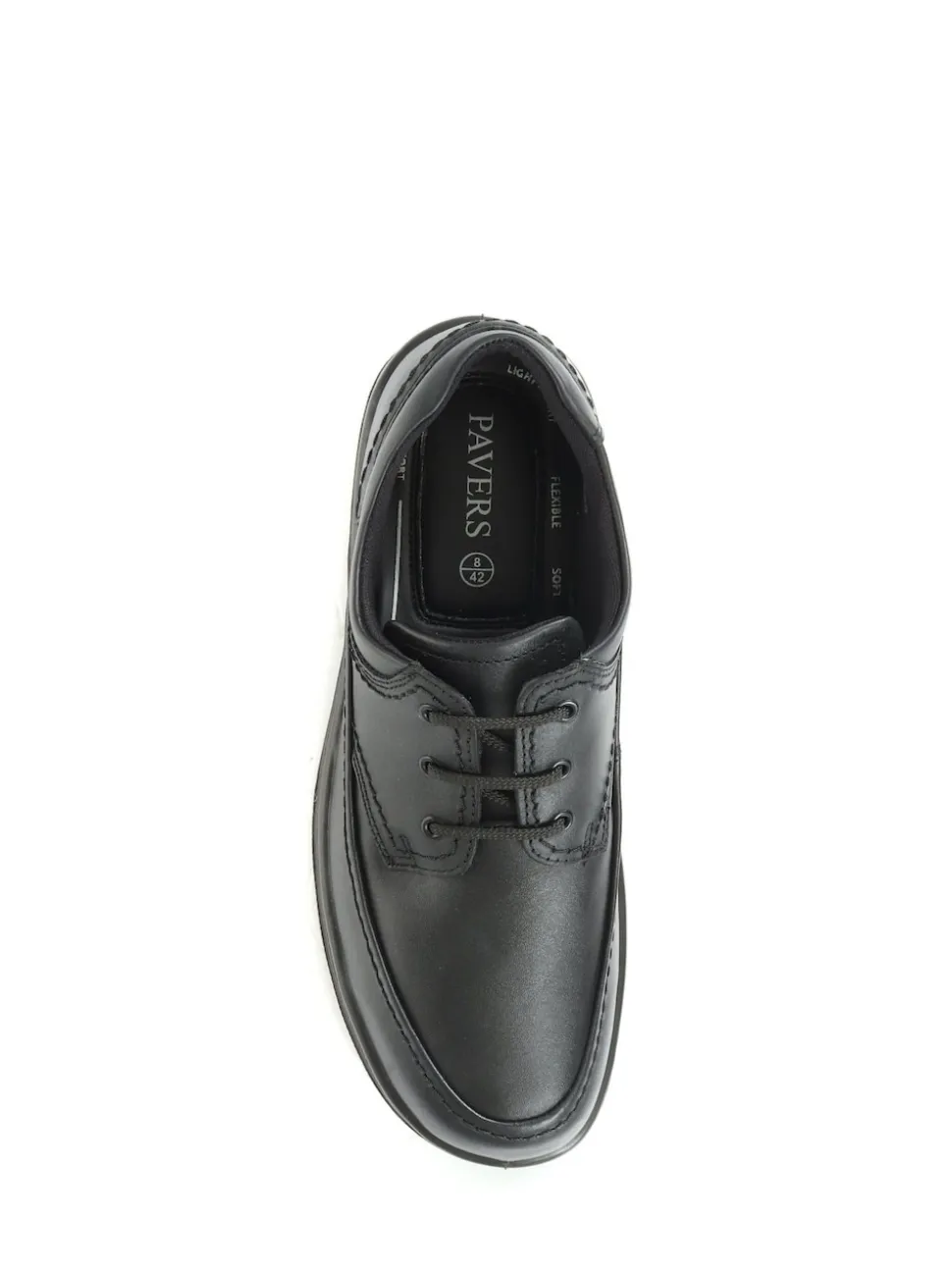 Pavers Wide Fit Black Leather Shoes