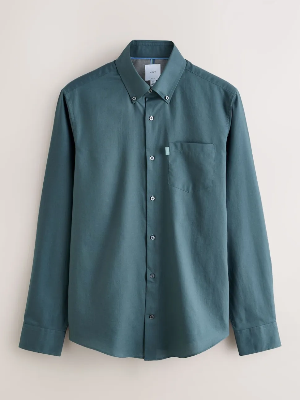 Petrol Blue Slim Fit Button Down Easy Iron Oxford Shirt