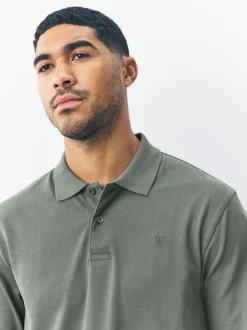 Petrol Green Regular Fit Long Sleeve Pique Polo Shirt