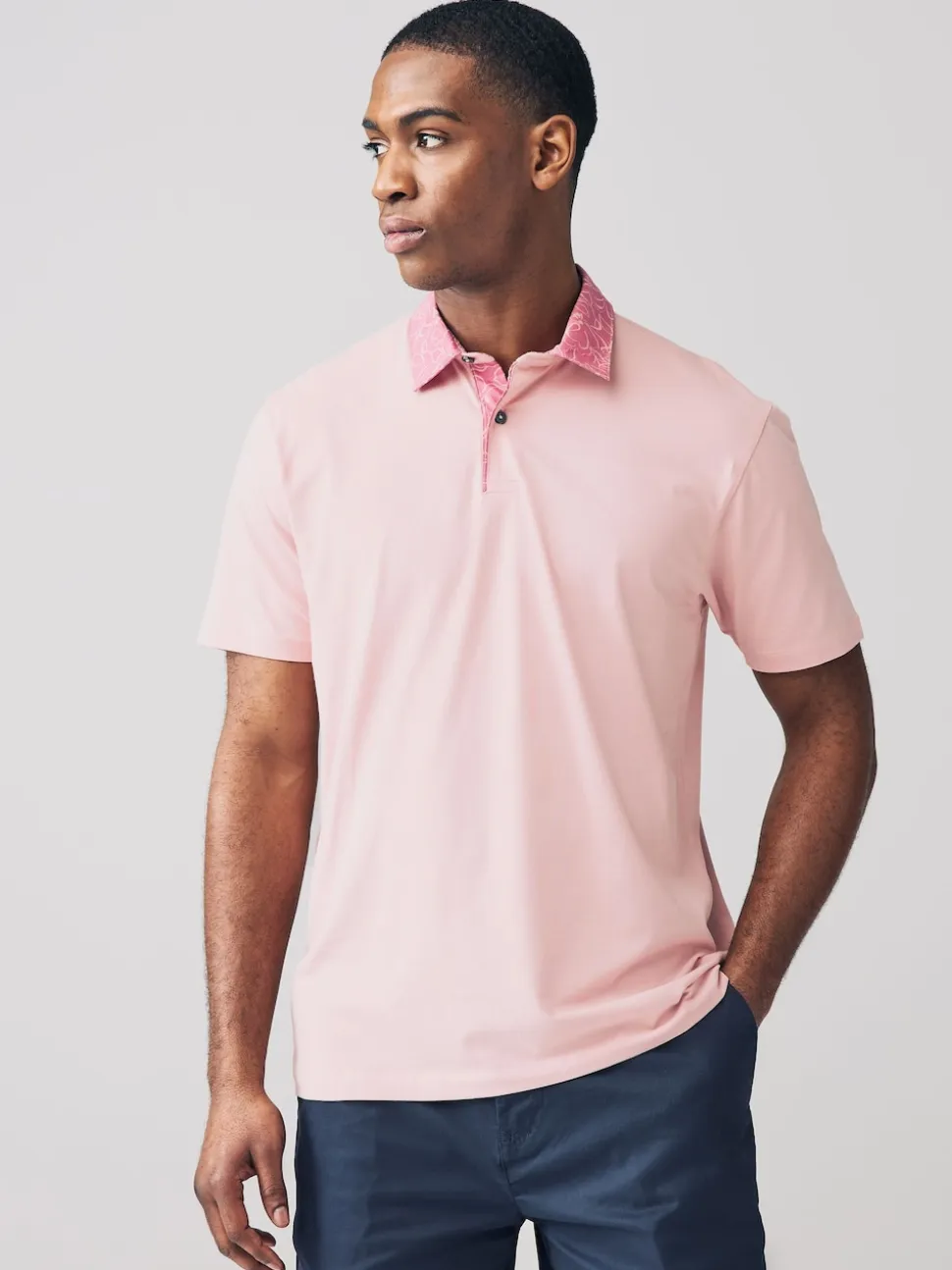 Pink / Blue / White Woven Collar Regular Fit Short Sleeve Jersey Polo Shirts 3 Pack
