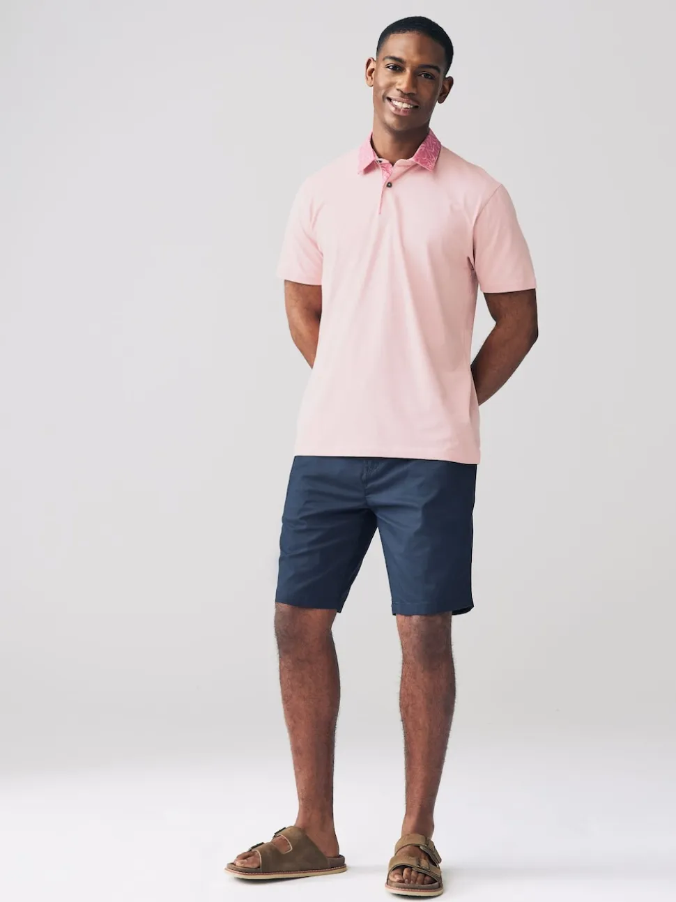 Pink / Blue / White Woven Collar Regular Fit Short Sleeve Jersey Polo Shirts 3 Pack
