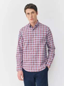 Pink Check Regular Fit Easy Iron Button Down Oxford Shirt