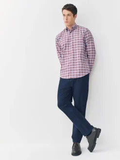 Pink Check Regular Fit Easy Iron Button Down Oxford Shirt